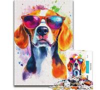Watercolor Beagle Jigsaw Puzzles 1000 Pieces for Adults Teens,Help The Brain Exercise Addictive Toys to Cultivate Patience Parent-child Interaction 50x75cm