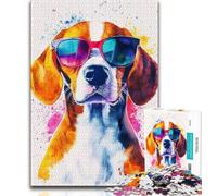 Watercolor Beagle Jigsaw Puzzles for Teenagers 1000 Pieces,Challenging Game Gifts for Is Ideal As A Gift for The Whole Family (38x26cm)