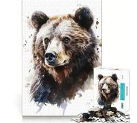 Watercolor Bear Portrait 1000-piece Jigsaw Puzzles Brain Focus Game Expert Cutting Craftsmanship Fascinating Hobby for Idle Moments (38x26cm)