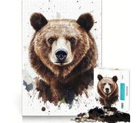 Watercolor Bear Portrait 1000 Piece Jigsaws Creative Skill Toy Tight Lock No Loose Pieces Bonding Activity for Loved Ones (50x75cm)