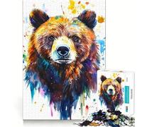 Watercolor Bear Portrait 1000 Piece Jigsaws Creative Skill Toy Tight Lock No Loose Pieces Bonding Activity for Loved Ones (38x52cm)