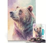 Watercolor Bear Portrait 1000 Piece Teenager Puzzles Mental Focus Game Precision Cut Smooth Edges Christmas Stocking Stuffer Game (50x75cm)