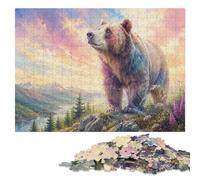 Watercolor Bear Portrait Colourful Wooden Puzzle for Adults, 500 Pieces | Image-area sorting - a simple way to organise the image on quiet evenings.