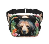 watercolor bear Printed fashionable waist bag, unisex messenger bag, fashionable travel waist bag