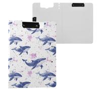 Watercolor Beautiful Blue Whale Clipboard Folder, A4 Size Folder Clipboard with Pen Slot for Office School