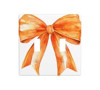 Watercolor Beautiful Orange Bow Double Gang Toggle Light Cover Wall Plate Switch Decor Standard Size - 11.4x11.4cm
