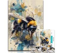 Watercolor Bee 1000 Piece Jigsaw Puzzle for Adults Teens,Challenging Game Gifts for Is Ideal As A Gift for The Whole Family (50x75cm)