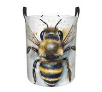 Watercolor Bee Laundry Hamper Waterproof Laundry Basket Waterproof Circular Dirty Clothes Hamper with Handle Collapsible Washing Bin Storage Basket for Clothes and Toys