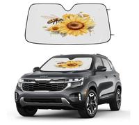 Watercolor Bee Sunflower Car Windshield Sun Shade Foldable Reflective Sunshade UV Protection Heat Block Front Window Shade for Car Truck SUV Keeps Interior Cool with Suction Cups