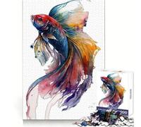 Watercolor Betta Fish 1000 Piece Jigsaw Puzzles for Teenagers Focus Enhance Calm Distraction Tight Lock Memorable Gift (38x52cm)