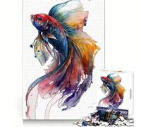 Watercolor Betta Fish for Adults 1000 Piece Puzzle Mental Workout Peaceful Recreation Unique Gift (38x26cm)