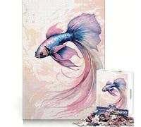 Watercolor Betta Fish Illustration Adults 1000 Pieces Puzzle Reasoning Practice Easy Enjoyment Premium Edges Lovely Gift (50x75cm)