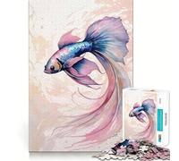 Watercolor Betta Fish Illustration Jigsaw Puzzle 1000 Think Boost Game Tight Lock No Loose Pieces Interactive Brain Challenge for Home (38x52cm)