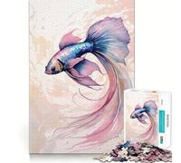 Watercolor Betta Fish Illustration Jigsaw Puzzle1000 Pieces Mind Train Fun Clean Cut Sturdy Components Captivating Leisure for Cozy Indoors (50x75cm)