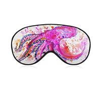 Watercolor Big Colorful Octopus Sleep Mask Blindfold Adjustable Super-Smooth Soft Eye Mask Cover for Men Women Travel and Nap