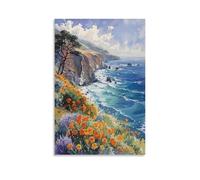 Watercolor Big Sur Painting National Park Poster 24x36inch(60x90cm)