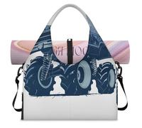 Watercolor Bigfoot Car Sports Duffel Bag for Women Men Weekend Overnight Bag with Shoe Compartment Shoulder Tote Luggage Bag for Yoga Gym Travel