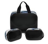 Watercolor Bike Athlete Makeup Bag for Women Men, Translucent Cosmetic Bag Wash Pouch Shower Bag 3 Pcs Travel Toiletry Toiletries Cosmetic Organizer