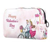 Watercolor Bike Cosmetic Bag for Women, Travel Toiletries Bags Large Makeup Handy Pouch Organiser Bag with Zipper