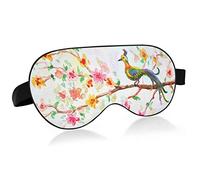Watercolor Bird Sleep Mask Blindfold Blackout Cooling Funny Eye Mask for Sleeping with Elastic Strip for Women Man Pretty