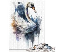 Watercolor Bird Swan Puzzle Jigsaws 500 Pieces for Adults Puzzles for Adults Secret Santa Gifts 500pcs (52x38cm)
