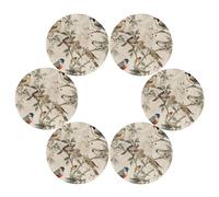 Watercolor Birds Branch Vintage Round Placemats Set of 6 Place Mats Washbale Table Placemat Round Heat Resistant Table Mats for Kitchen Home Restaurant