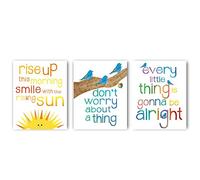 Watercolor Birds Inspirational Quote Art Print,little Birds Wall Art Set of 3(8 x10) Posters Don't Worry,Motivational Typography Saying with Birds Canvas Wall Art Printing Unframed