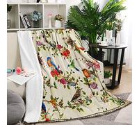 Watercolor Birds Throw Blanket for Women, 150 x 200 cm Cozy Rustic Bird Theme Fluffy Blanket for Girls, Soft Cardinal Hummingbird Flannel Throw Blanket for Adult Bedroom Birthday Gift Sofa Bed Couch
