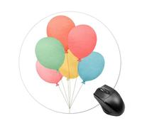 Watercolor Birthday Balloon Colorful Mousepad Round Computer Mousepad Waterproof Gaming Mousepads with Non-Slip Rubber Base Mousepads Mousemat for Laptop Office 20 CM