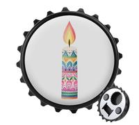 Watercolor Birthday Candle Bottle Opener Round Fridge Magnets Beverage Beer Magnetic Bottle Cap Opener for Fridge, Kitchen, Office