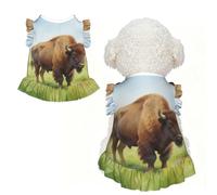 Watercolor Bison Prairie L Pet Apparel for Small Dogs-Cute Summer Outfit for Puppy, Soft Breathable Pet Clothes for Cat