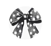 Watercolor Black And White Bow With Polka Dots Round Magnetic Fridge Magnets For Kitchen Durable With Enduring Magnetism