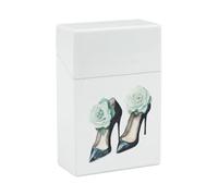 Watercolor Black High Heels Roses Cigarette Cases Plastic Cigarettes Holder Box Portable Smoking Accessories for Men Women