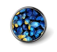 Watercolor Blue Butterfly Round Lapel Pin Button Brooch Tie Badge Elegant Hat Clothing Jewelry Accessories