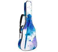 Watercolor Blue Dragonfly with Paint Splash Guitar Bag, Padded Acoustic Guitar Case Backpack with Adjustable Shoulder Strap Pockets