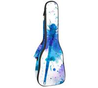 Watercolor Blue Dragonfly with Paint Splash Ukulele Case, Padded Bag for 23 Inch Concert Ukulele, Waterproof & Durable