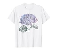 Watercolor Blue Hydrangea Cluster Botanical Illustration T-Shirt