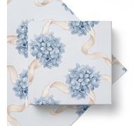 Watercolor Blue Hydrangea Wedding Wrapping Paper, Thick 120GSM Folded Kraft Wrapping Paper Sheets, Elegant Floral Gift Wrap for Bridal Shower & Engagement, "Something Blue" Romance