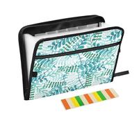 Watercolor Blue Leaves Green Herbs Expanding File Folder A4,13 Pockets File Organiser, Paperwork A4 Plastic Wallet Document Storage Expander for School,Office and Home