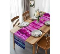 Watercolor Blue Purple Pink Texture Table Runner 108 Inches Long, Gradient Ripple Washable Table Runners Heat-Insulation Kitchen Dining Table Decorations for Home Party Decor 13x108in