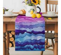 Watercolor Blue Purple Pink Texture Table Runner 70 Inches Long,Table Runners Kitchen Dining Tables Decoration for Home Party Decor, Gradient Ripple Tables Runner Wedding Dresser Scarf