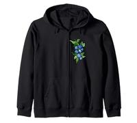 Watercolor Blueberry Cluster Fruit Illustration Zip Hoodie