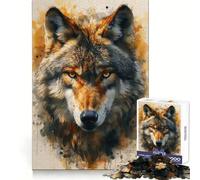 Watercolor Boho Wolf 1000 Piece Jigsaw Puzzles for Adults Jigsaw Critical Think Mindful Escape Firm Fit Ideal Xmas Gift (38x52cm)