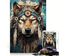 Watercolor Boho Wolf 1000 Piece Jigsaw Puzzles for Adults Jigsaw Memory Strength Pleasant Downtime Fine Cut Meaningful Gift (50x75cm)