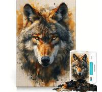 Watercolor Boho Wolf Jigsaw Puzzle1000 Pieces Mind Train Fun Clean Cut Sturdy Components Captivating Leisure for Cozy Indoors (50x75cm)