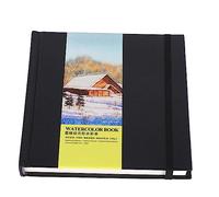 Watercolor Book Acid Free Paper Double Sided Hardcover Block for Mixed Wet Dry Media Square Watercolour with Lychee Pattern Hardboard Double Sided Cover Original Wood Pulp