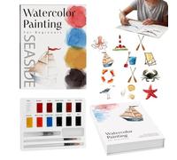 Watercolor Book Easy Painting Workbook with Brushes