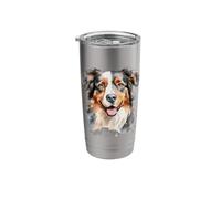 Watercolor Border Collie Stainless Steel Insulated Tumbler
