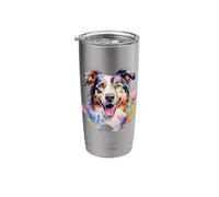 Watercolor Border Collie Stainless Steel Insulated Tumbler