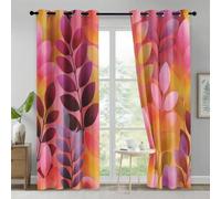 Watercolor Botanical Curtains, 66 x 72 Inch 2 Panels, Room Decor